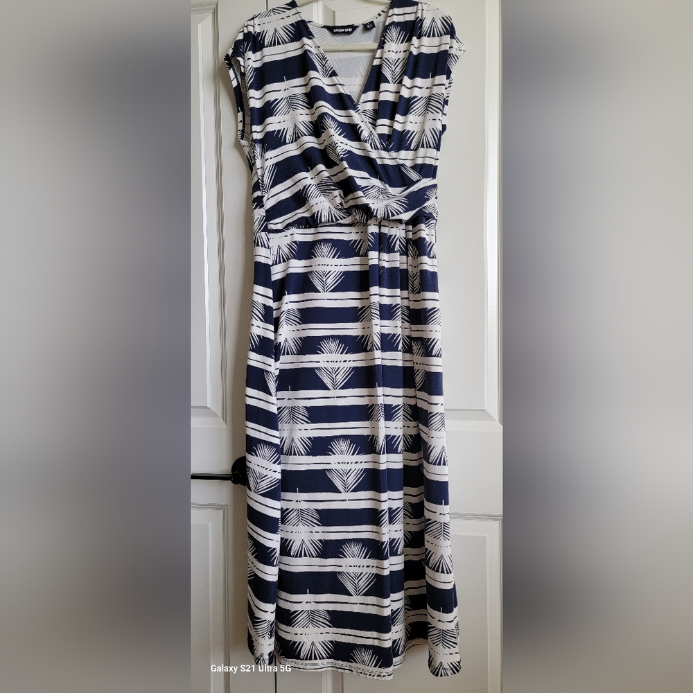 Navy and White Patterned Women's Dress Land's End